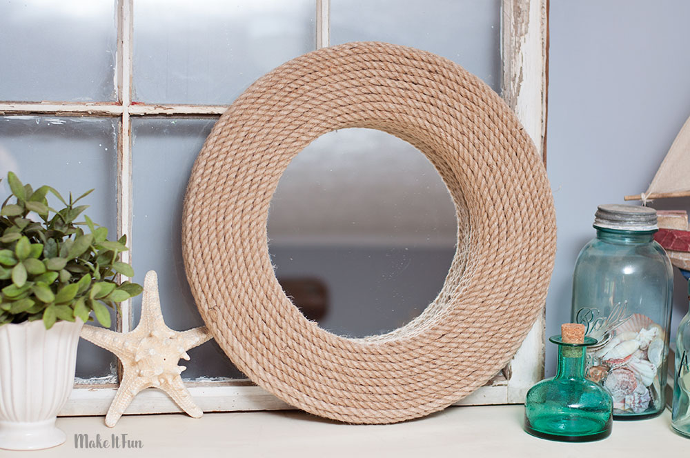 Simple DIY Nautical Rope Mirror Craft