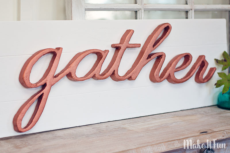 DIY Faux Pallet "Gather" Sign for Fall
