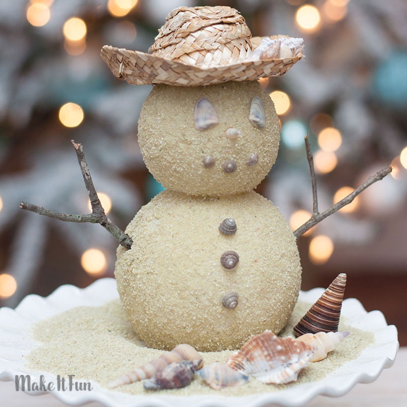 Sand Snowman on the Beach Aluminum Water Bottle