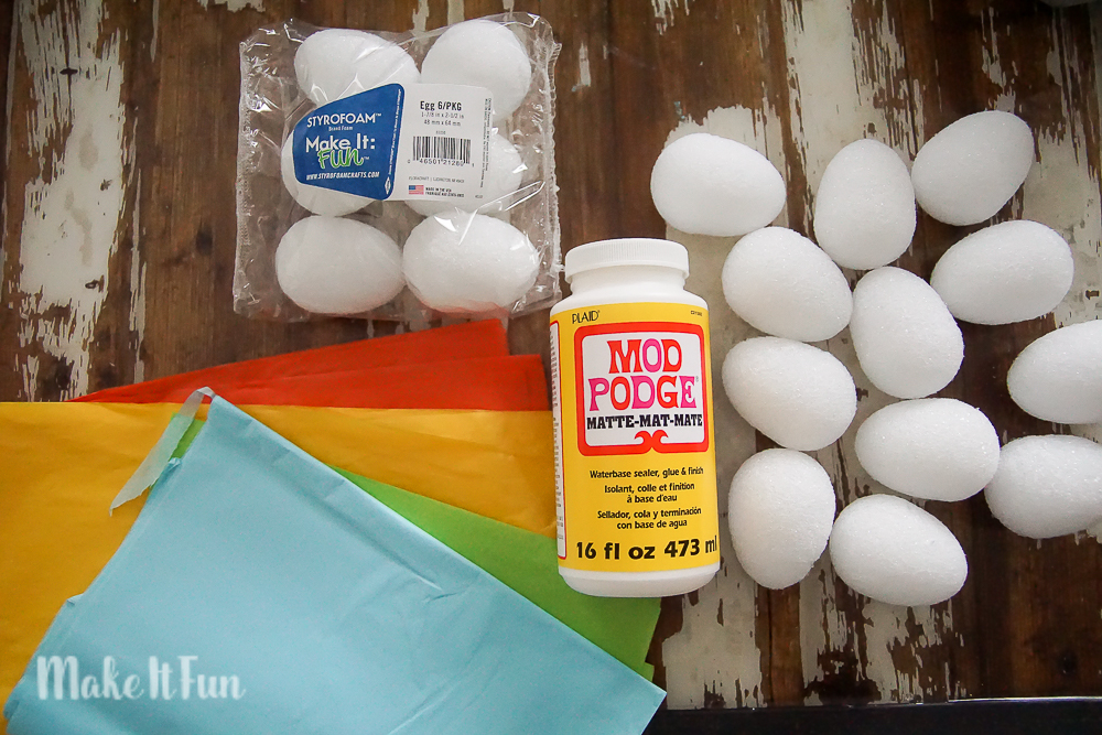 supplies for Tissue Paper Easter Eggs